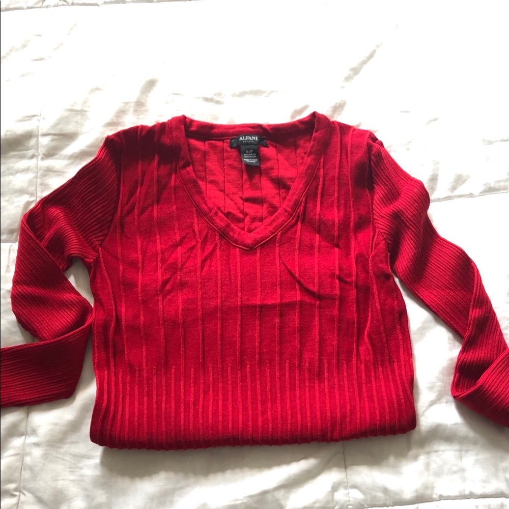 Red ribbed sweater